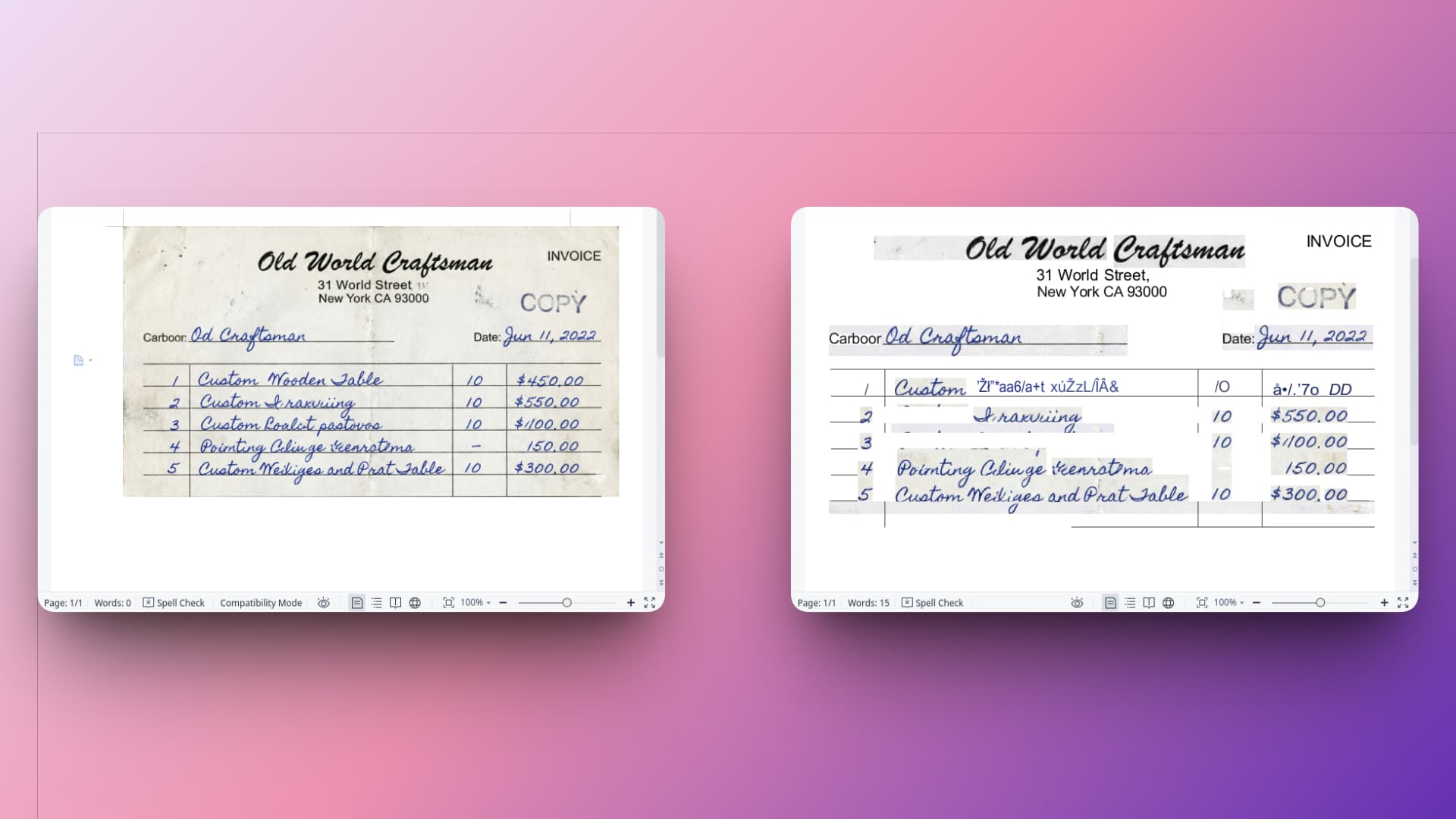 Competitor Image to Word failure examples