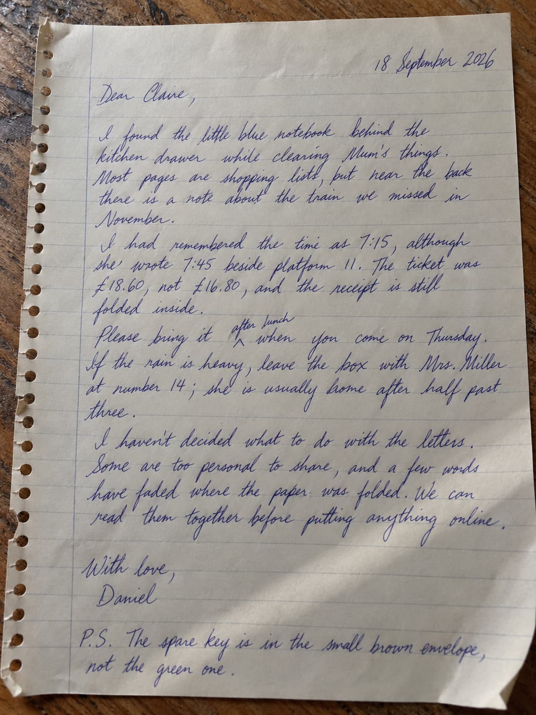 Englischer Brief in Schreibschrift — Originalbild