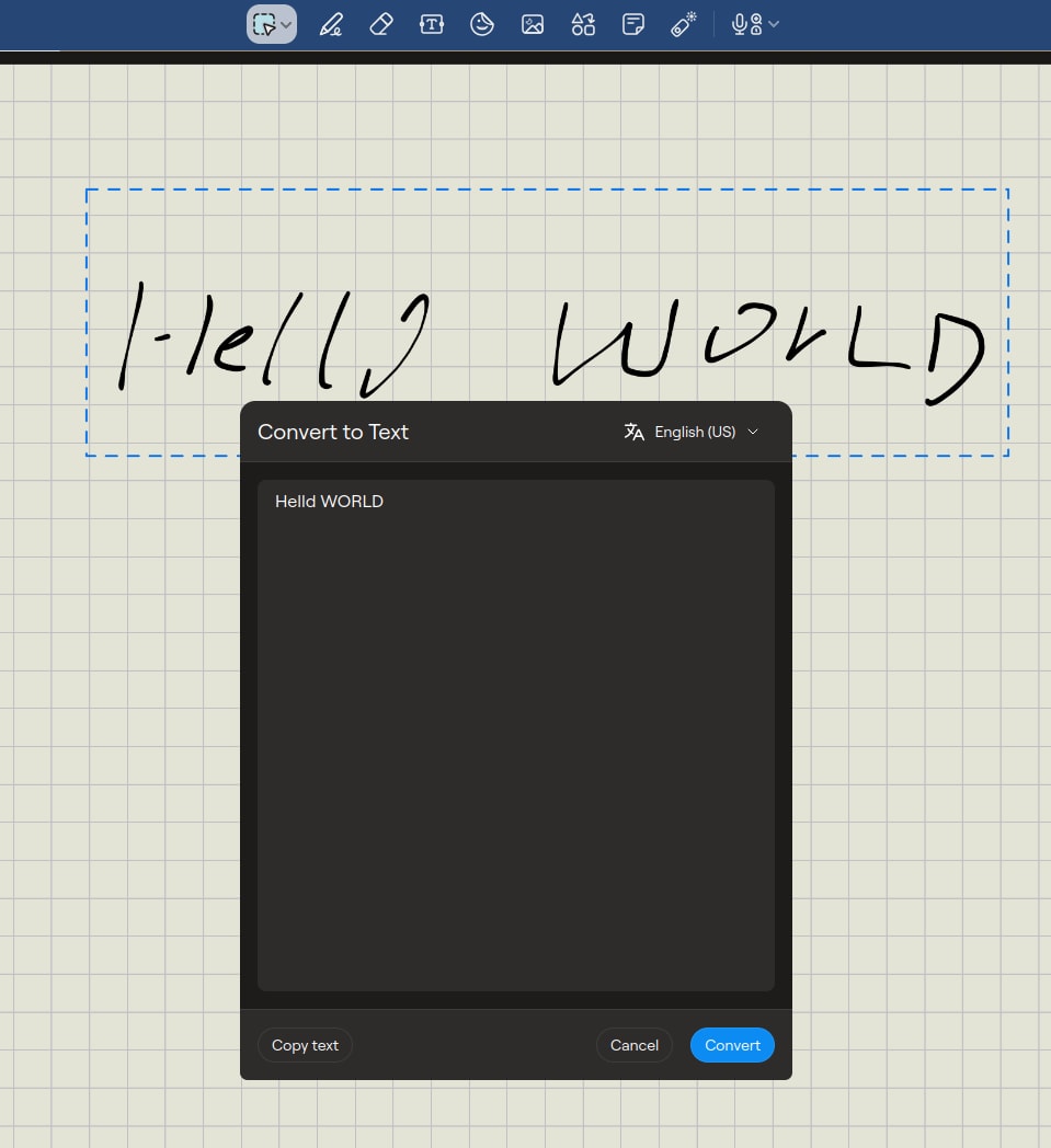 Handwriting selected in Goodnotes with the Convert to Text dialog open
